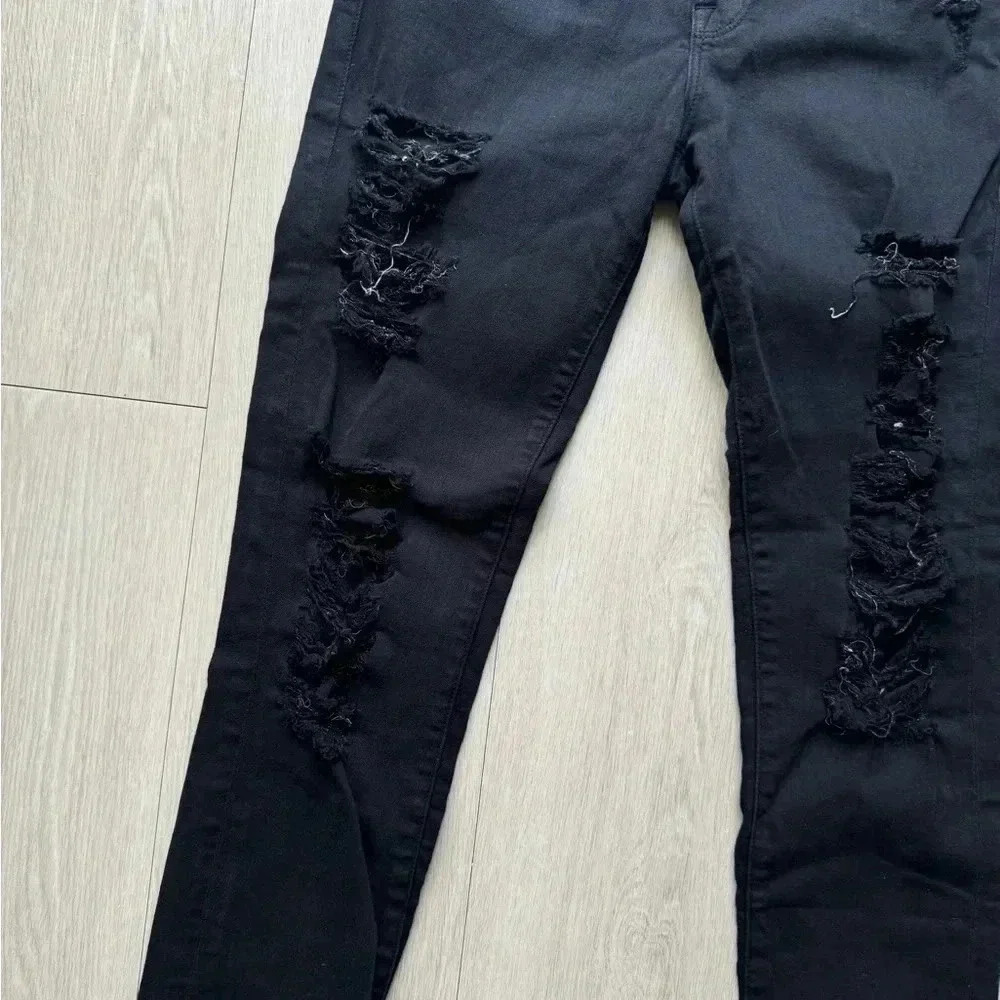 Frame Denim Jeans Women's Le Skinny de Jeanne Distress Made In USA Black - Picture 4 of 8